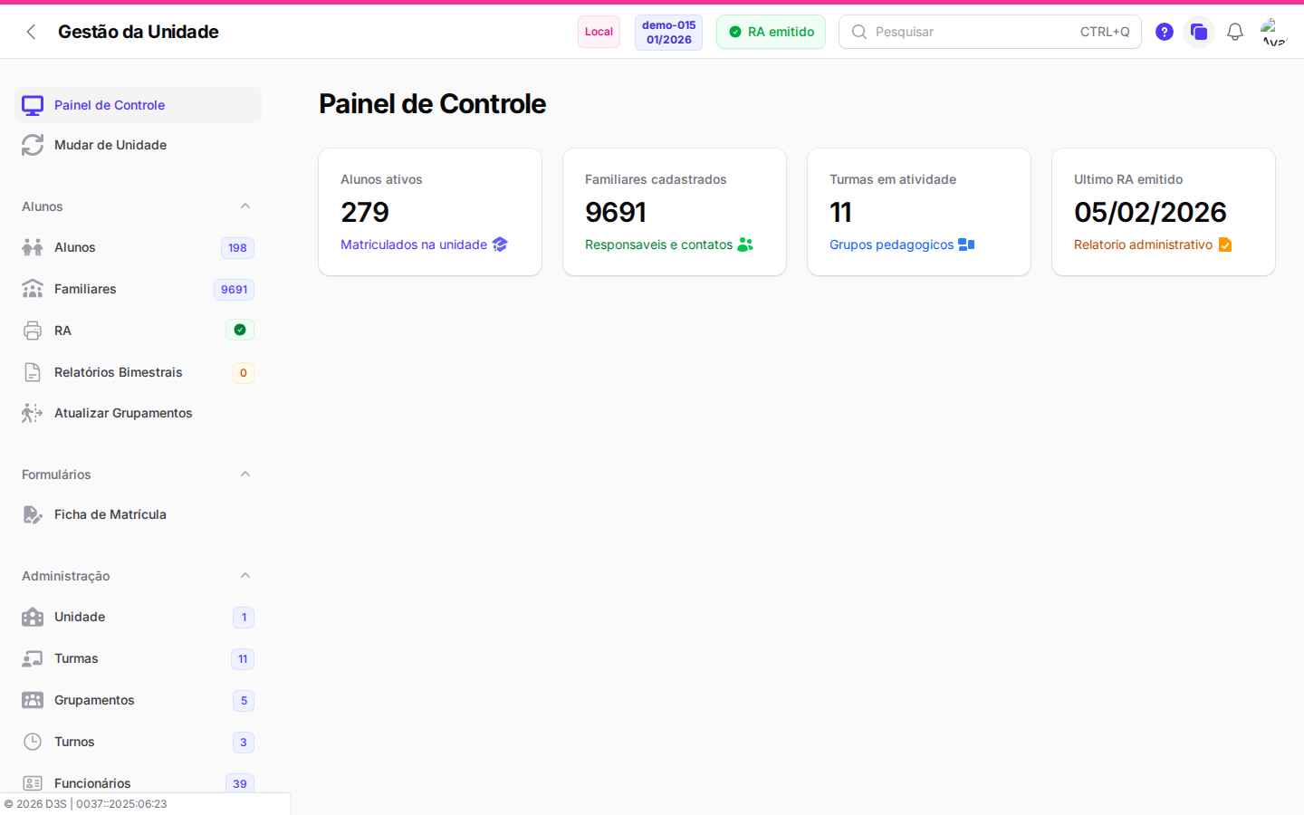 Painel de Controle - Gestao
