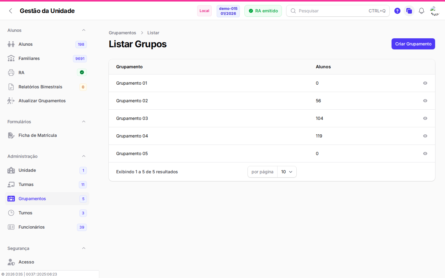 Lista de Grupamentos