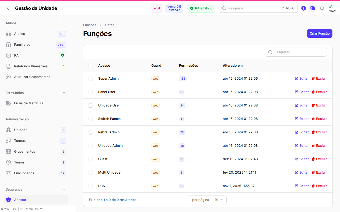 Pagina de Funcoes