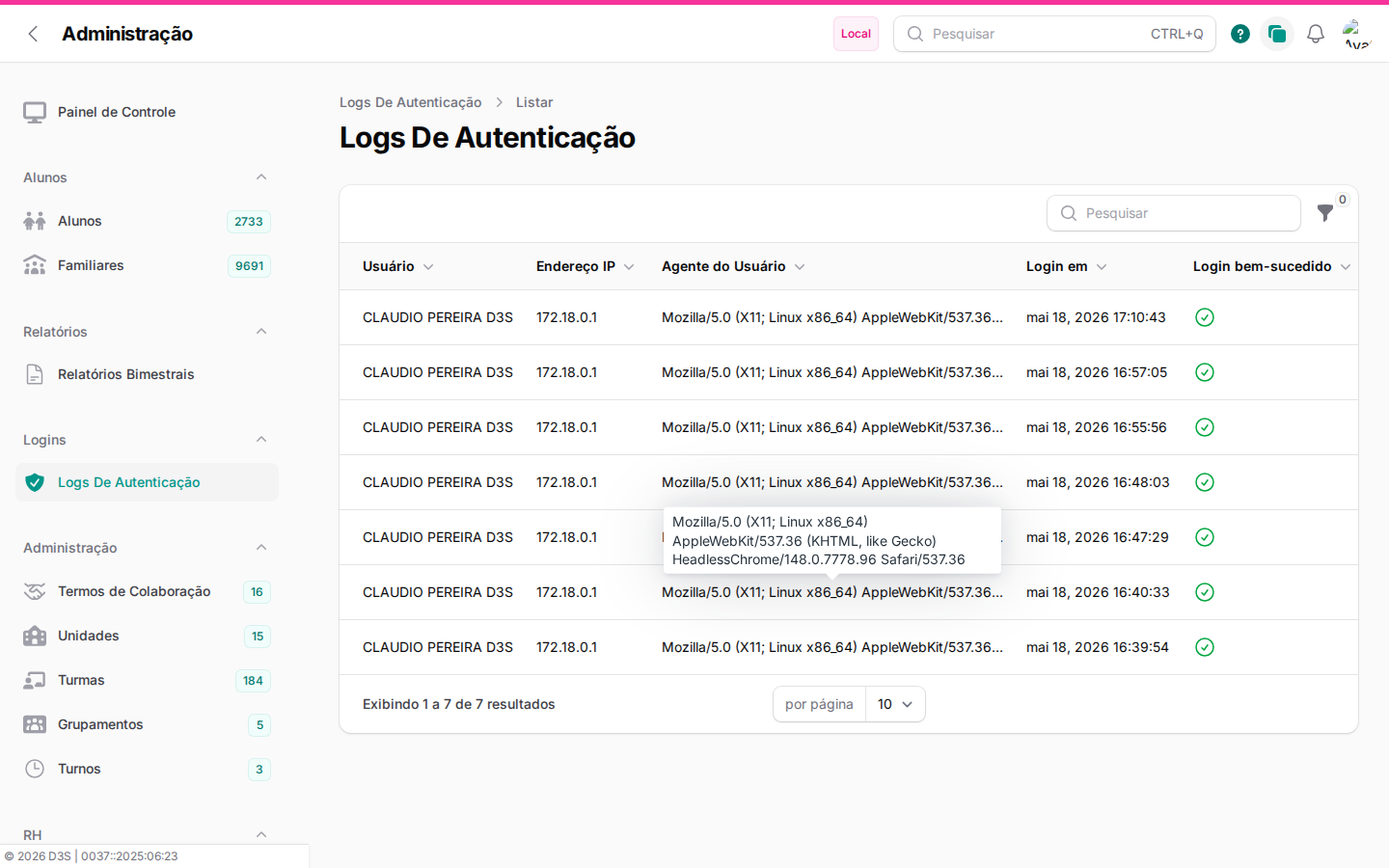 Logs de Autenticacao