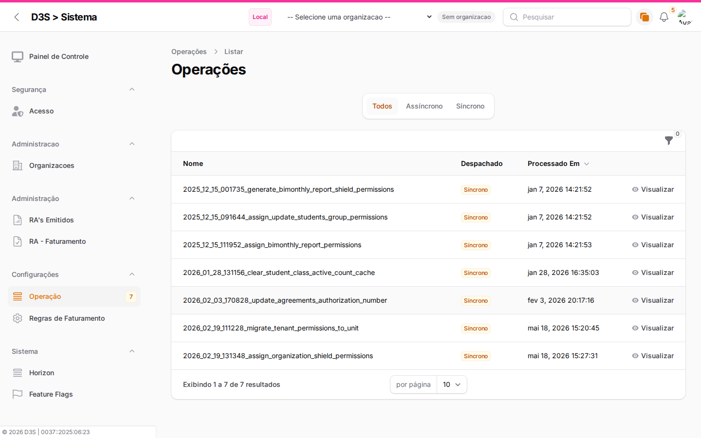 Lista de Operacoes
